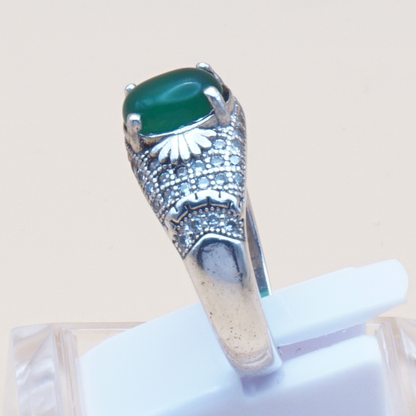 925 Silber Damen Ring mit Jemen Achat Aqeeq Yamani