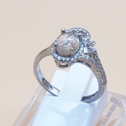 925 Silber Damen Ring mit Bergkristall aus Najaf - Durr al Najaf - Rutilquarz