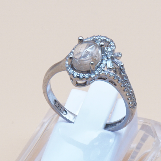 925 Silber Damen Ring mit Bergkristall aus Najaf - Durr al Najaf - Rutilquarz
