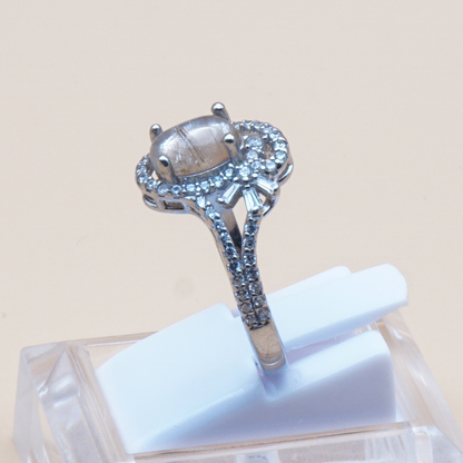 925 Silber Damen Ring mit Bergkristall aus Najaf - Durr al Najaf - Rutilquarz