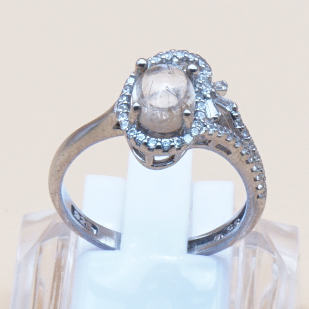 925 Silber Damen Ring mit Bergkristall aus Najaf - Durr al Najaf - Rutilquarz