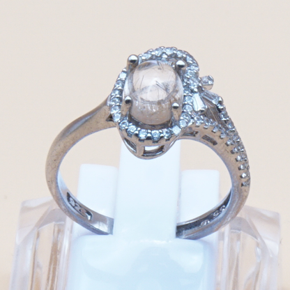 925 Silber Damen Ring mit Bergkristall aus Najaf - Durr al Najaf - Rutilquarz
