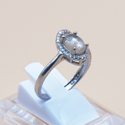925 Silber Damen Ring mit Bergkristall aus Najaf - Durr al Najaf - Rutilquarz
