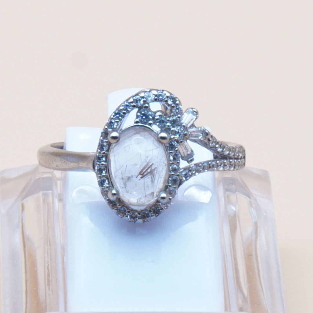 925 Silber Damen Ring mit Bergkristall aus Najaf - Durr al Najaf - Rutilquarz