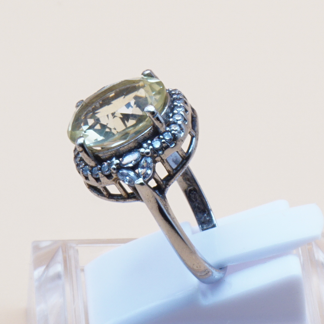 925 Damen Ring mit echtem Lemonquarz