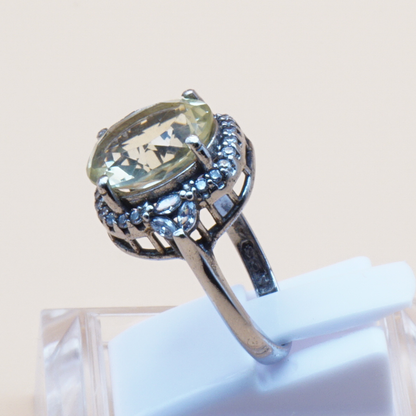 925 Damen Ring mit echtem Lemonquarz
