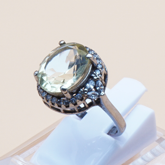 925 Damen Ring mit echtem Lemonquarz