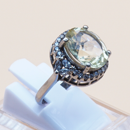925 Damen Ring mit echtem Lemonquarz