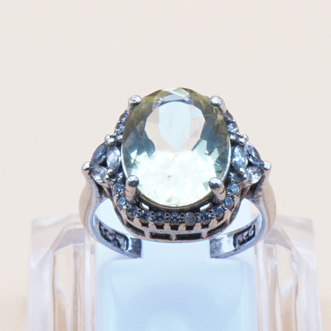 925 Damen Ring mit echtem Lemonquarz