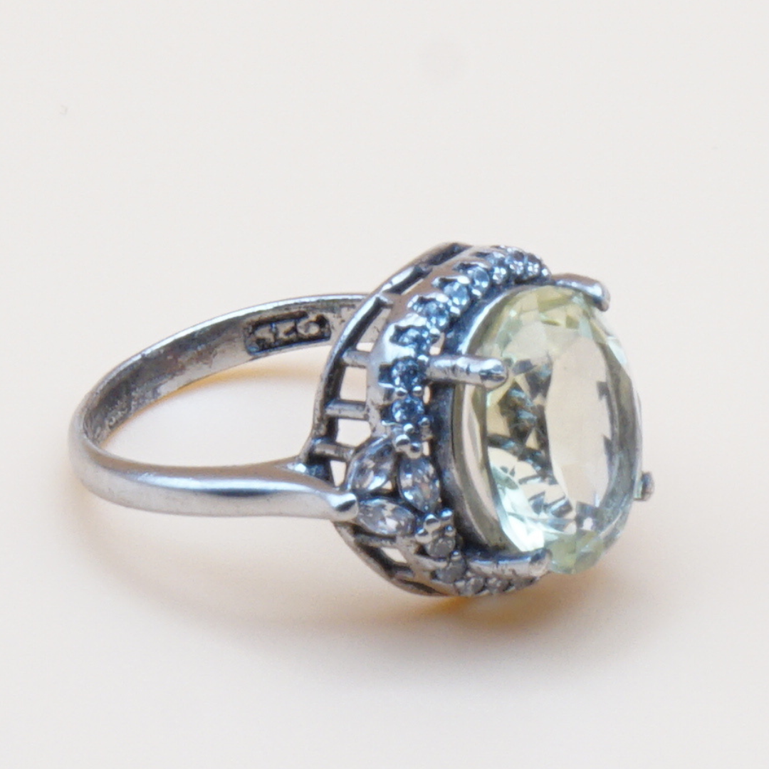 925 Damen Ring mit echtem Lemonquarz