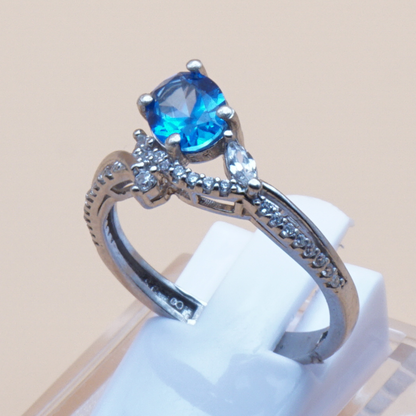 925 Silber Damen Ring mit Blautopas