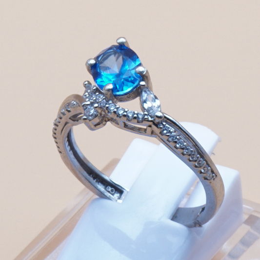 925 Silber Damen Ring mit Blautopas