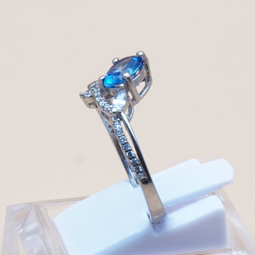 925 Silber Damen Ring mit Blautopas