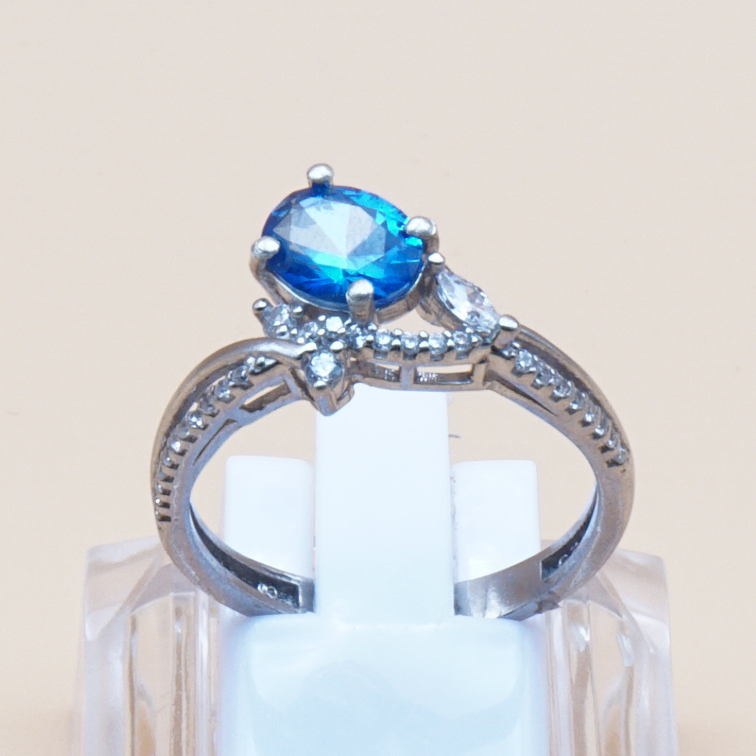 925 Silber Damen Ring mit Blautopas