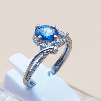 925 Silber Damen Ring mit Blautopas