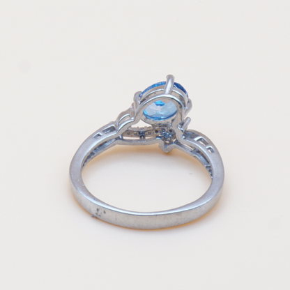925 Silber Damen Ring mit Blautopas