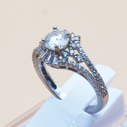 925 Silber Damen Ring mit Bergkristall aus Najaf - Durr al Najaf - Diamantenschliff