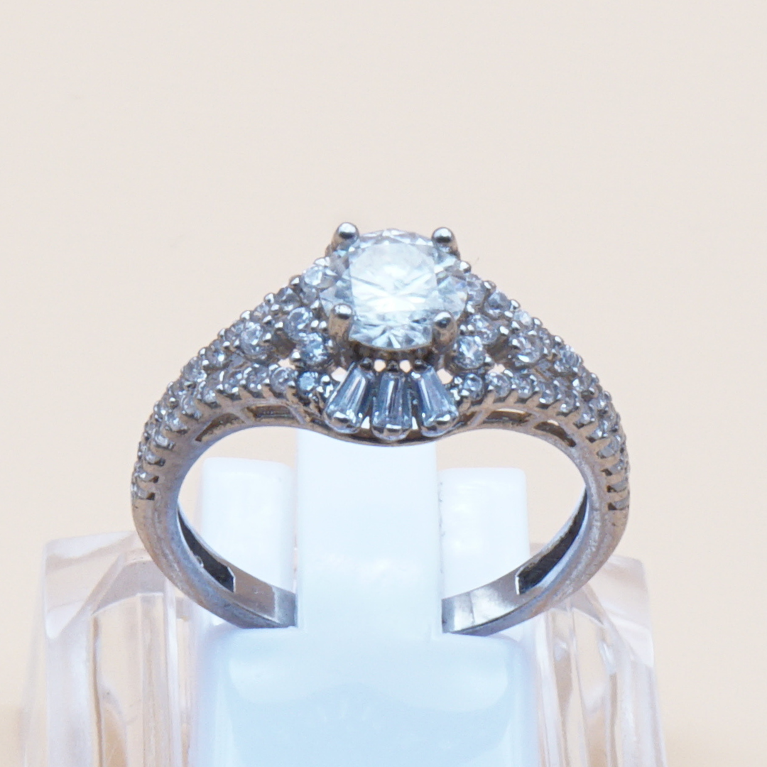 925 Silber Damen Ring mit Bergkristall aus Najaf - Durr al Najaf - Diamantenschliff