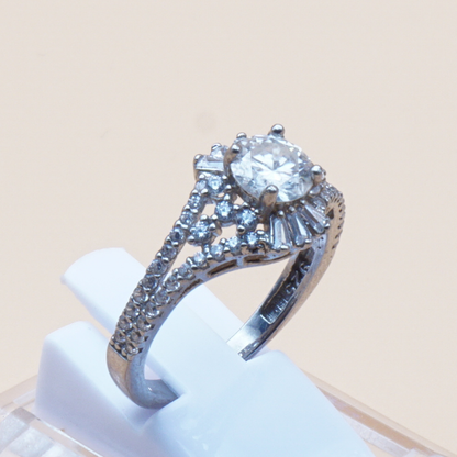 925 Silber Damen Ring mit Bergkristall aus Najaf - Durr al Najaf - Diamantenschliff