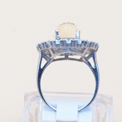 925 Silber Damen Ring mit echtem Citrin und 30 Zirkonia-Steine