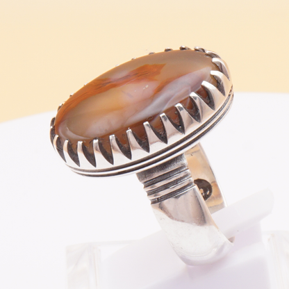 925 Silber Herrenring mit Jemen Achat - Aqeeq Yamani Handarbeit