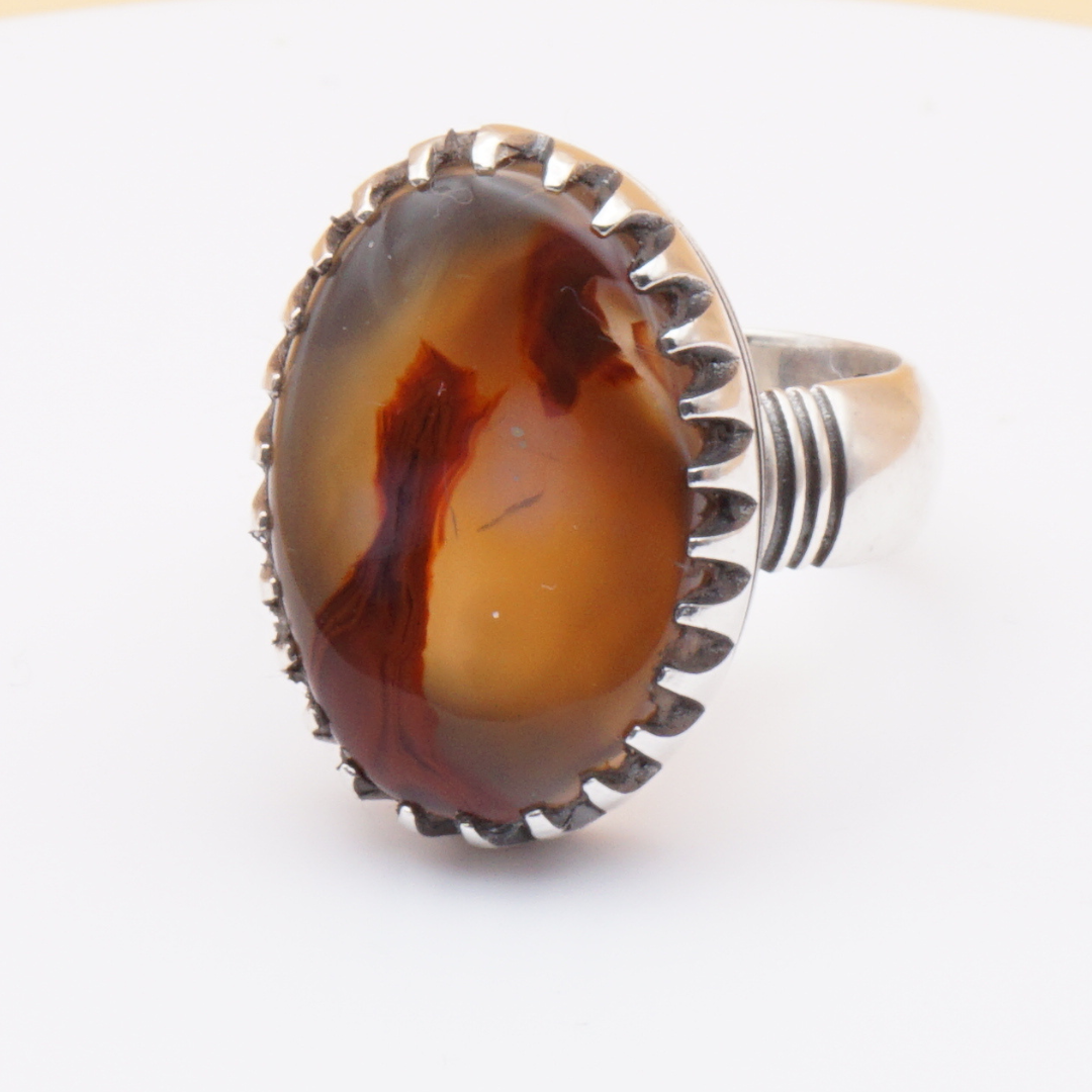 925 Silber Herrenring mit Jemen Achat - Aqeeq Yamani Handarbeit