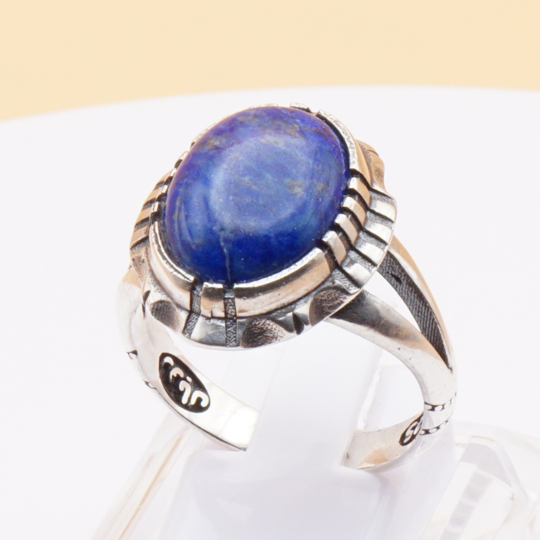 925 Silber Herrenring mit Lapislazuli Handarbeit - Royal