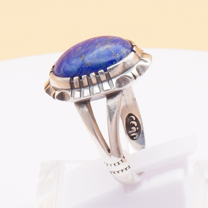 925 Silber Herrenring mit Lapislazuli Handarbeit - Royal