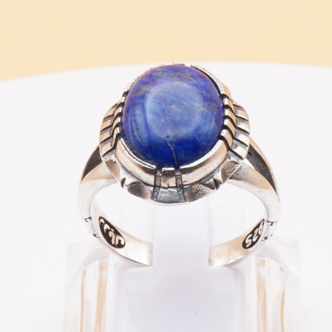 925 Silber Herrenring mit Lapislazuli Handarbeit - Royal