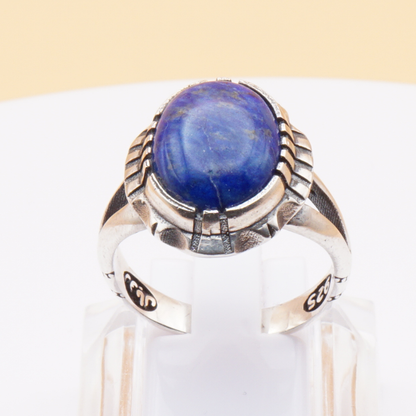 925 Silber Herrenring mit Lapislazuli Handarbeit - Royal