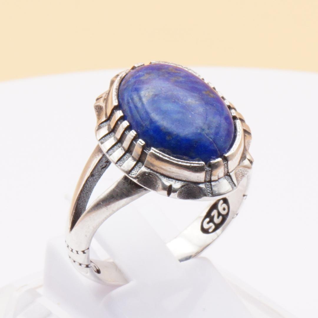 925 Silber Herrenring mit Lapislazuli Handarbeit - Royal