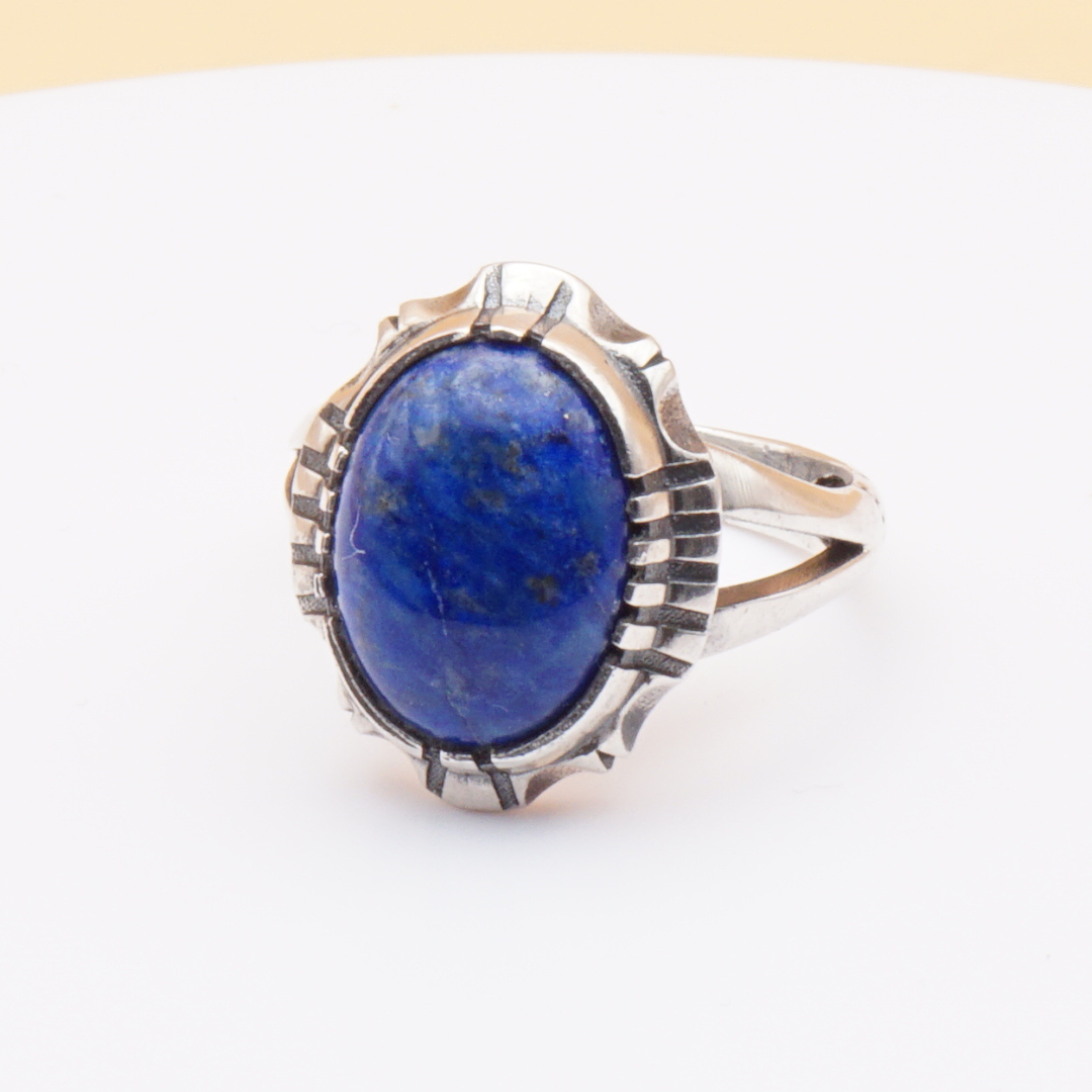 925 Silber Herrenring mit Lapislazuli Handarbeit - Royal
