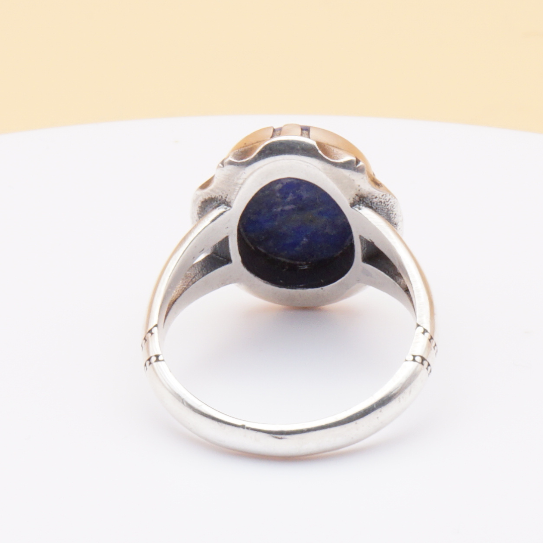 925 Silber Herrenring mit Lapislazuli Handarbeit - Royal