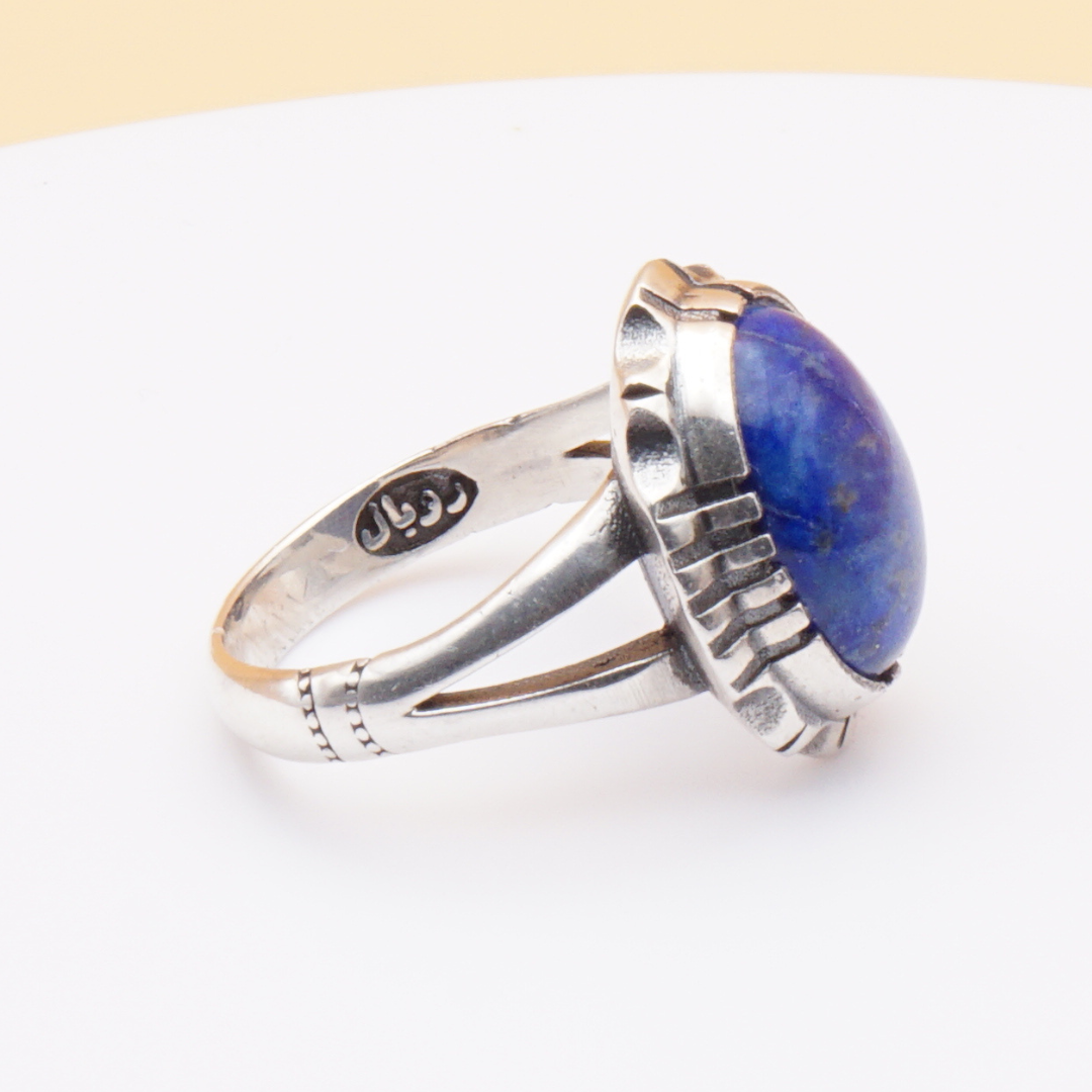 925 Silber Herrenring mit Lapislazuli Handarbeit - Royal