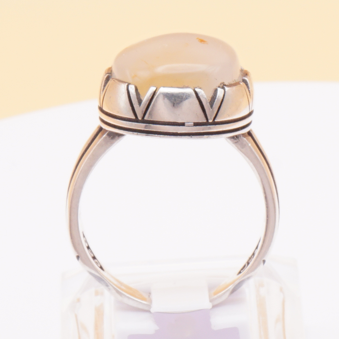 925 Silber Herrenring mit Jemen Achat - Aqeeq Yamani Handarbeit - Royal