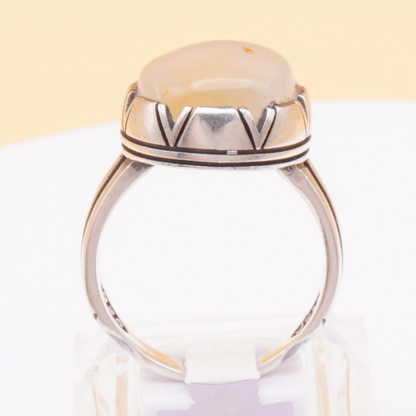 925 Silber Herrenring mit Jemen Achat - Aqeeq Yamani Handarbeit - Royal