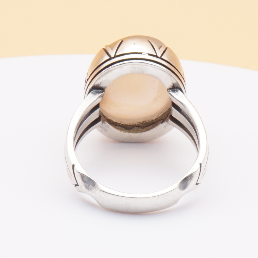 925 Silber Herrenring mit Jemen Achat - Aqeeq Yamani Handarbeit - Royal