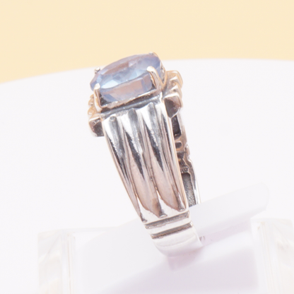 925 Silber Herrenring mit echtem Aquamarin