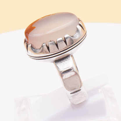 925 Silber Herrenring mit Jemen Achat - Aqeeq Yamani Handarbeit - Royal