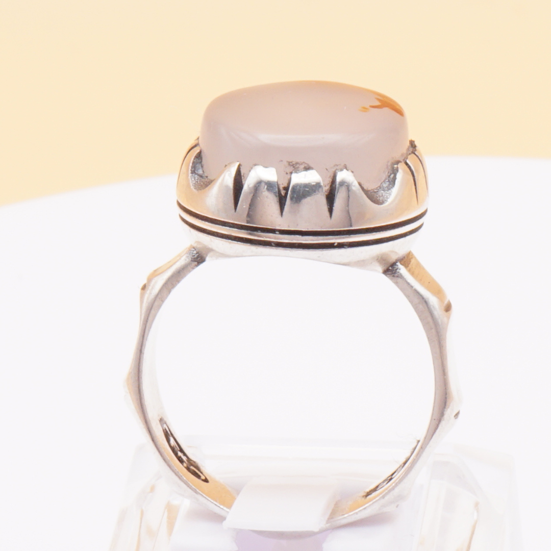 925 Silber Herrenring mit Jemen Achat - Aqeeq Yamani Handarbeit - Royal