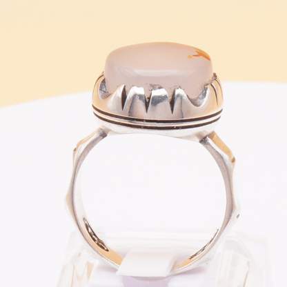 925 Silber Herrenring mit Jemen Achat - Aqeeq Yamani Handarbeit - Royal
