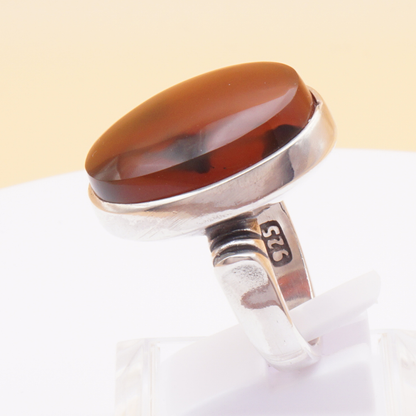 925 Silber Herrenring mit Jemen Achat - Aqeeq Yamani Handarbeit