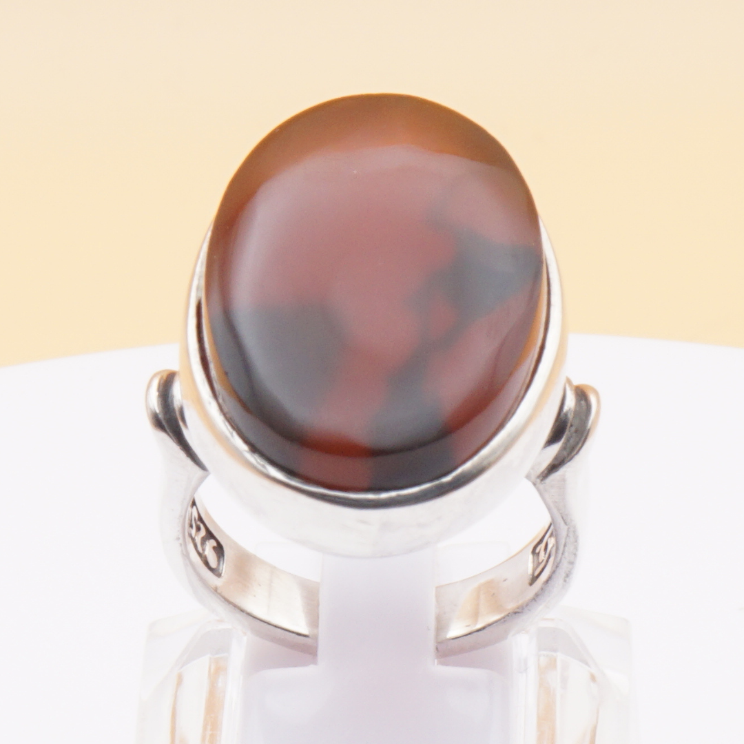 925 Silber Herrenring mit Jemen Achat - Aqeeq Yamani Handarbeit