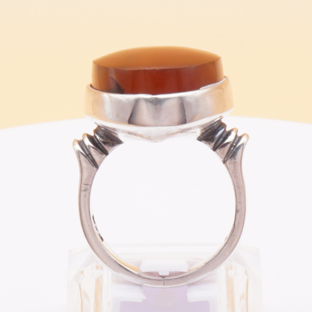 925 Silber Herrenring mit Jemen Achat - Aqeeq Yamani Handarbeit