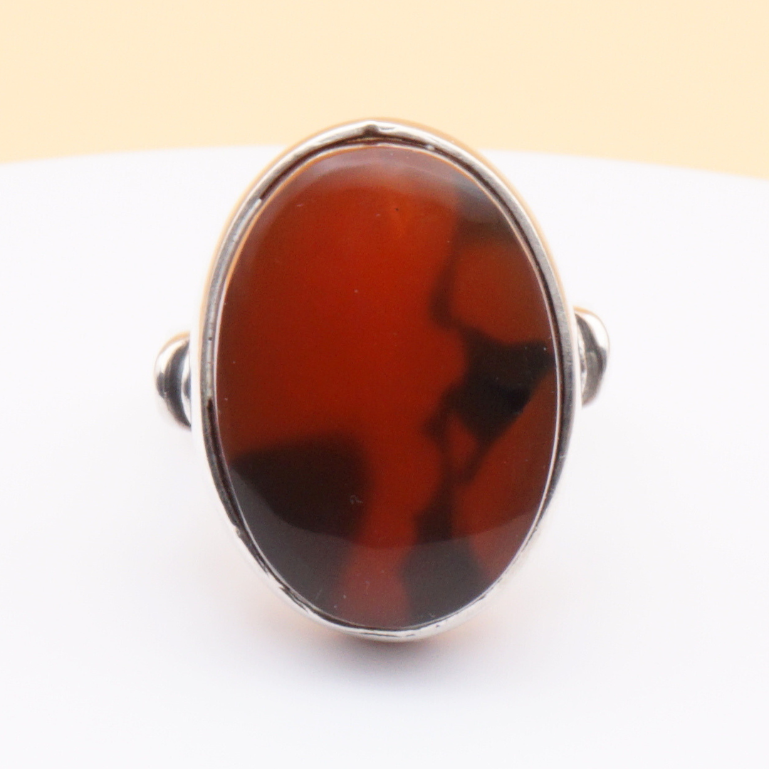 925 Silber Herrenring mit Jemen Achat - Aqeeq Yamani Handarbeit