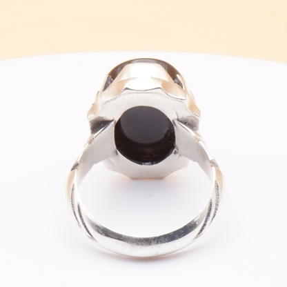 925 Silber Herrenring mit Jemen Achat - Aqeeq Yamani Handarbeit - Royal