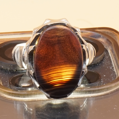 925 Silber Herrenring mit Jemen Achat - Aqeeq Yamani Handarbeit - Royal
