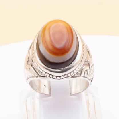 925 Silber Herrenring mit Jemen Achat - Aqeeq Yamani Sulaymani Handarbeit