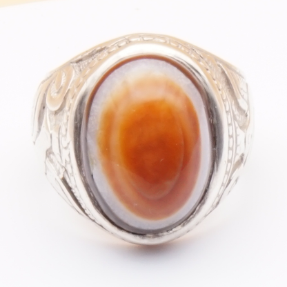 925 Silber Herrenring mit Jemen Achat - Aqeeq Yamani Sulaymani Handarbeit