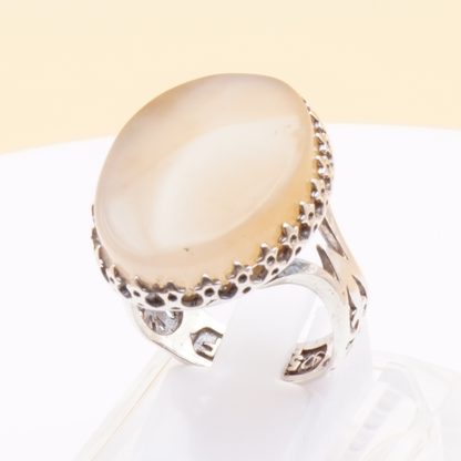 925 Silber Herrenring mit echtem Jemen Achat - Aqeeq Yamani